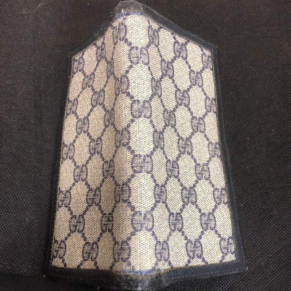 M GUCCI GG Web Navy Blue Grey Coated Canvas Leather Long Bifold Wallet Vintage - Picture 9 of 15